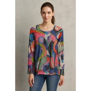 Talk Of The Walk Womens Artsy Colorful Shirt Top 2X
